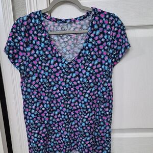 Lilly Pulitzer Short Sleeve Top - Blue and Pink Floral